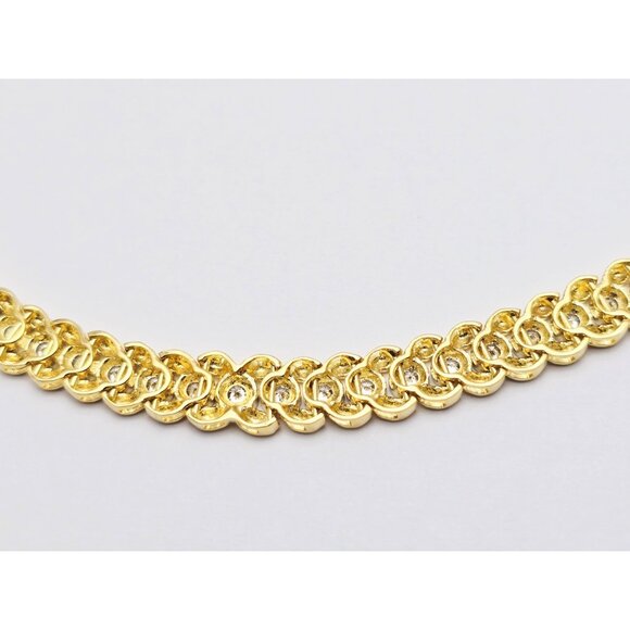 Unique 18K Solid Yellow Gold Designer Diamond Tennis Link Chain Necklace - 16" L - Picture 15 of 16